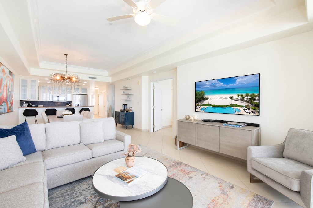 Living area with television