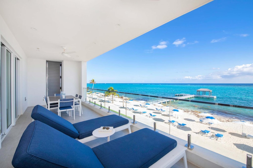Furnished balcony with incredible oceanfront views.