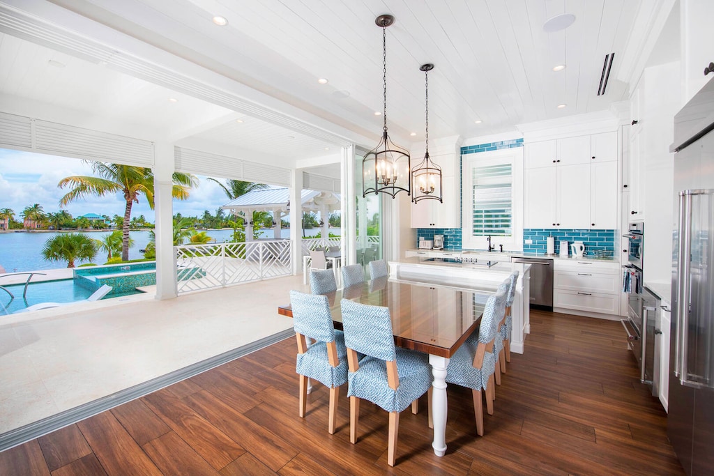 Open kitchen with modern appliances.