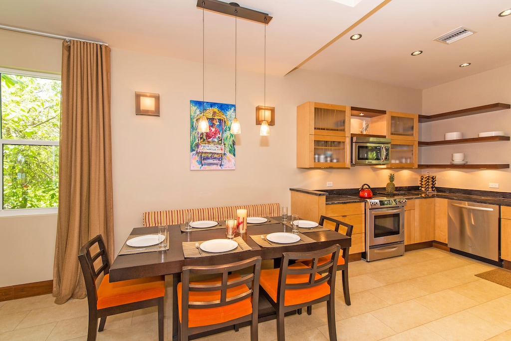 Dining table off the modern kitchen.