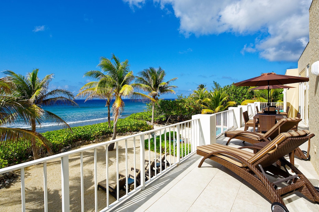 Stunning Caribbean Sea views from the long balcony.
