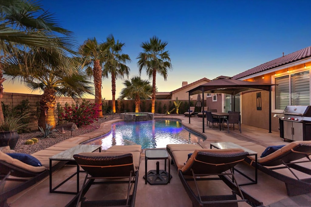 Spacious pool area with lounge seating
