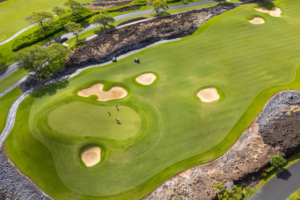 Aerial of Jack Nicklaus–signature golf holes—play where pros and paradise meet.
