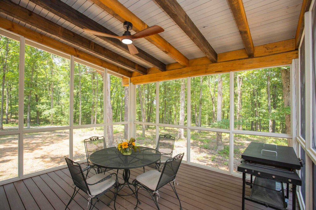 Amazing Screened in Porch with Blackstone Grill and Adjacent Open Deck