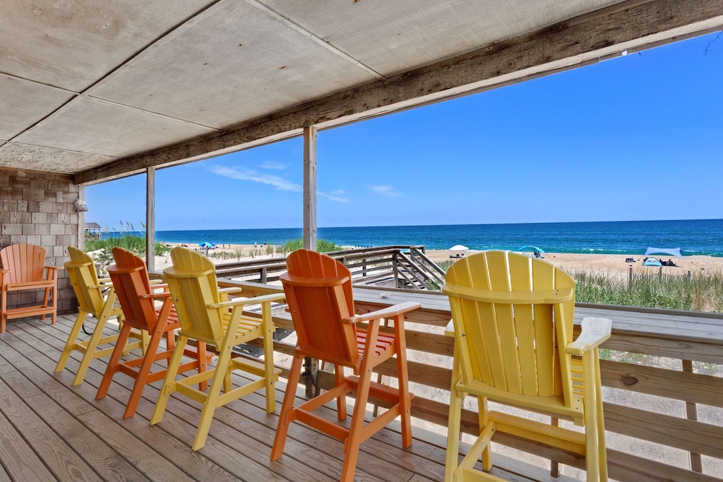Covered wraparound deck.