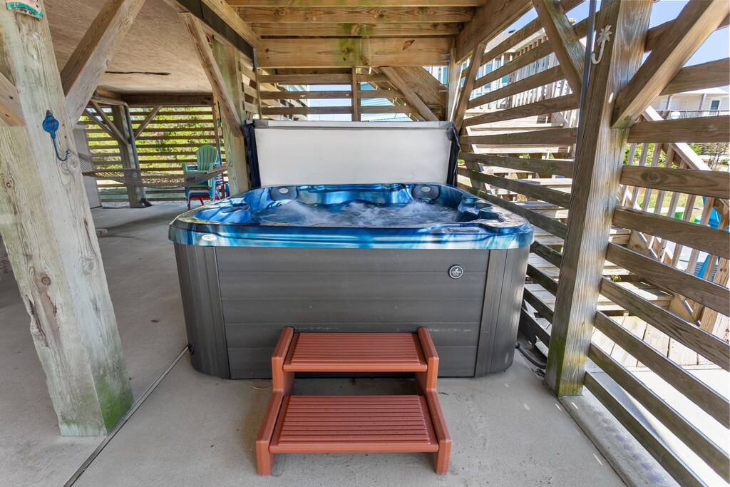 Relax in the bubbly hot tub!