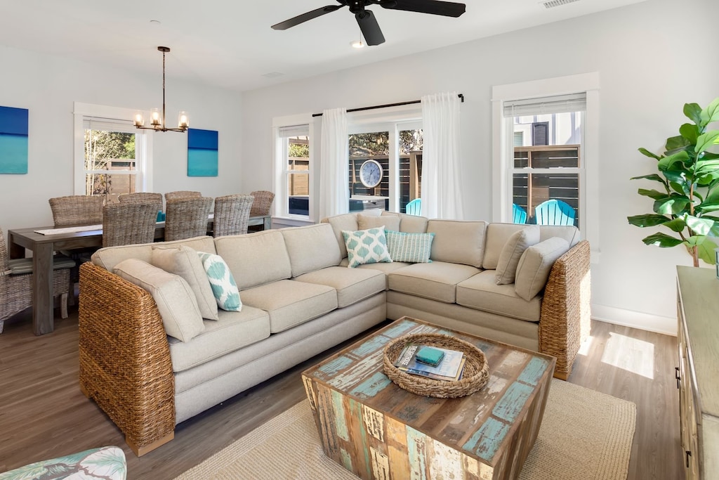 Relax in the spacious Living Area with a Flat Screen TV and lots of natural light.