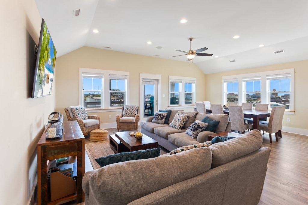 Unwind in the spacious Living Area with high ceilings and a large flat-screen TV!
