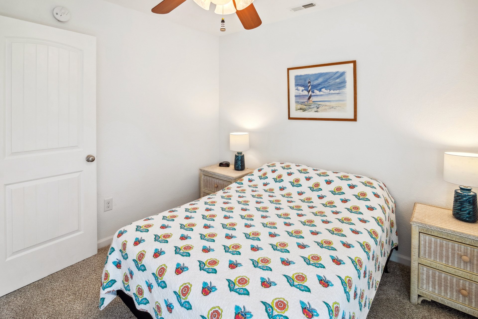 Retreat to the Full Bedroom after a day at the beach.