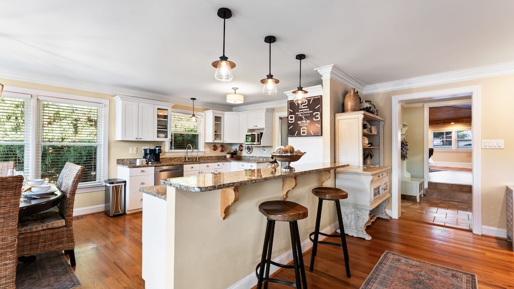 Enjoy casual dining at the kitchen counter with barstool seating.