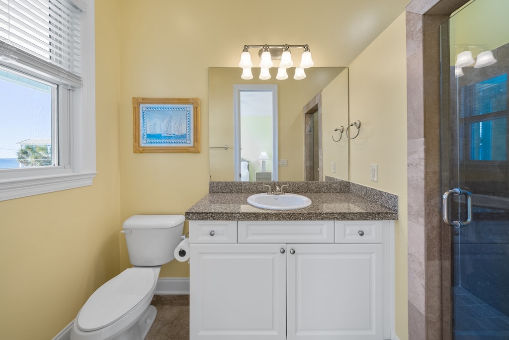 The 2nd floor king ensuite features a single vanity and walk-in shower