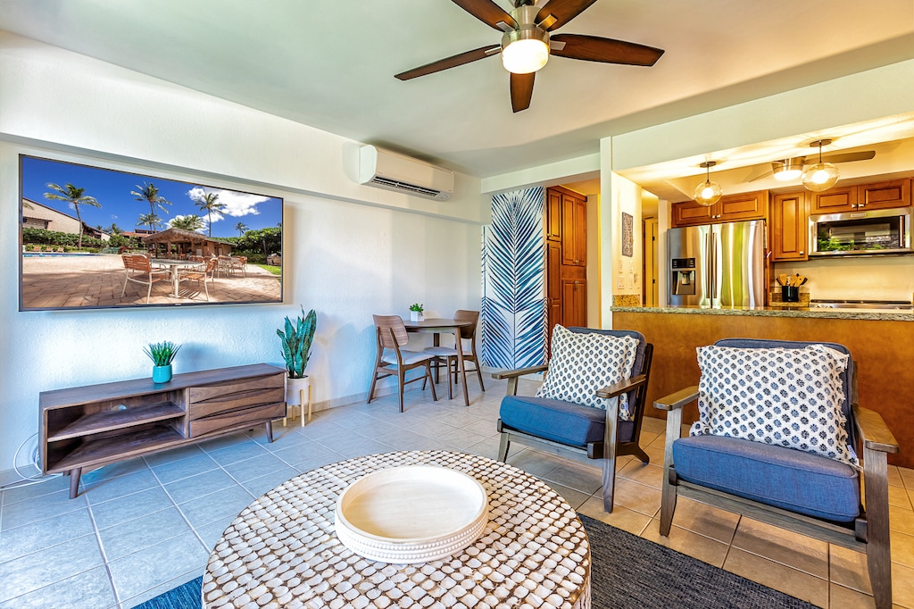 Open concept for the living~ dining and kitchen areas.