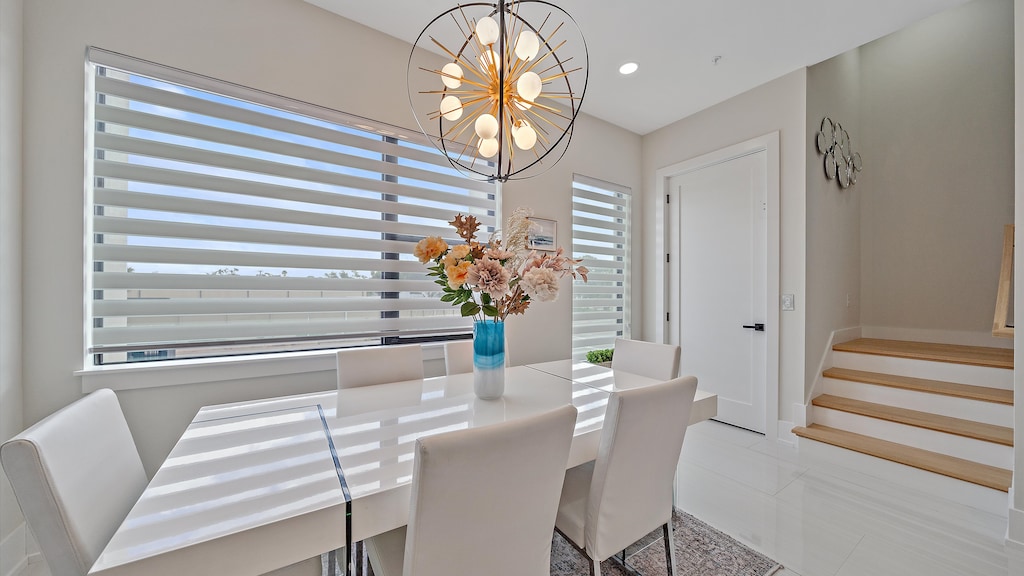 Large formal dining room table perfect for meals and gatherings