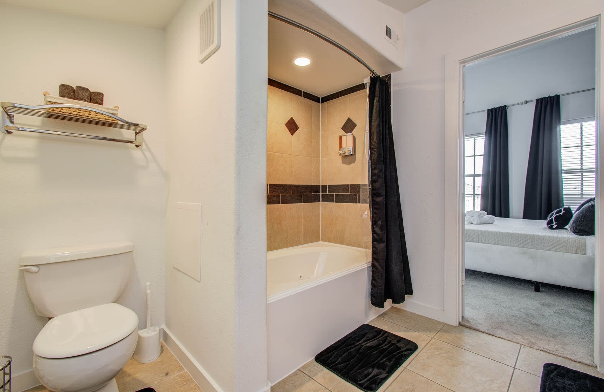 Sparkling clean with essential toiletries included, this bathtub is perfect for enjoying a warm, relaxing bubble bath. Take a soak and let the stresses of daily life slip away!