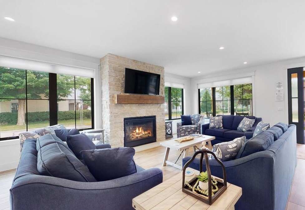 Rustic gas fireplace for cozy evenings