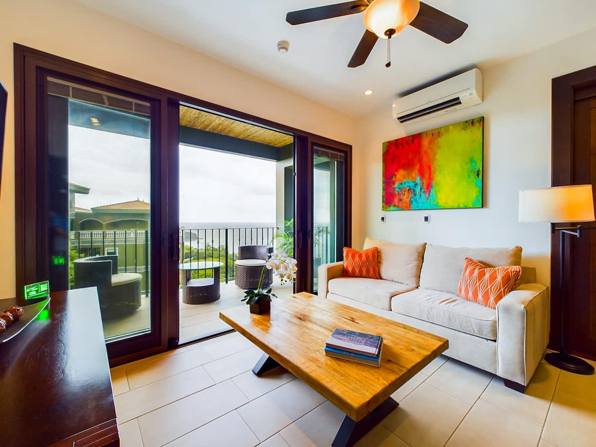 Living area, ocean views, access to balcony