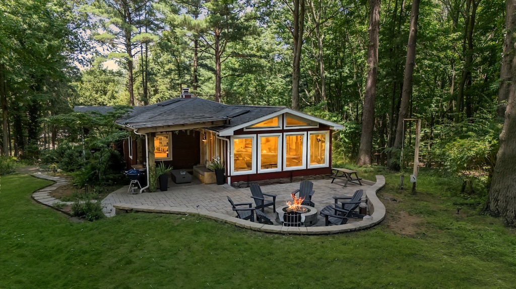 Let the glow of the fire set the tone for your escape.