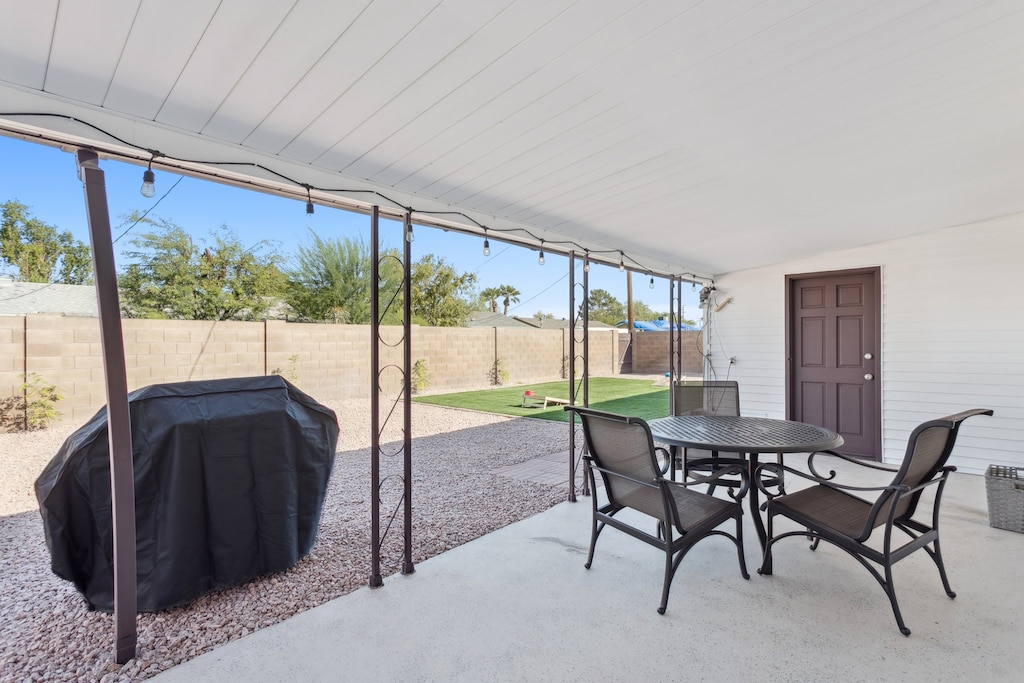 Backyard dining table and BBQ