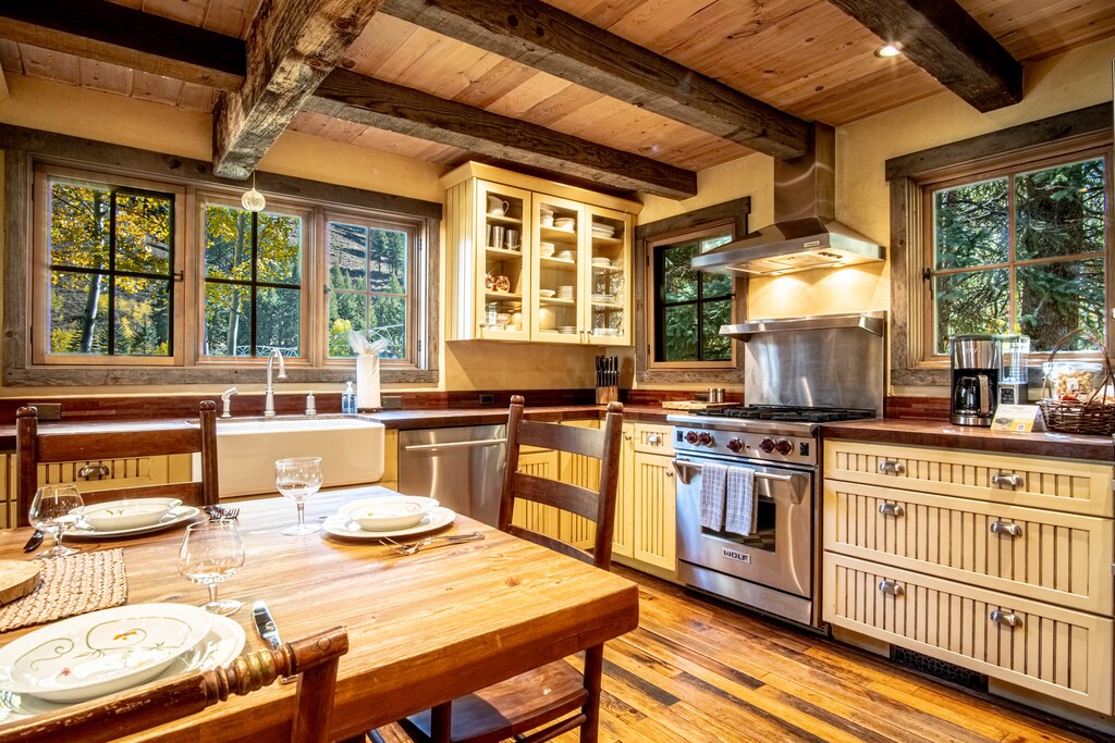 Fully equipped farmhouse style kitchen for home cooked meals