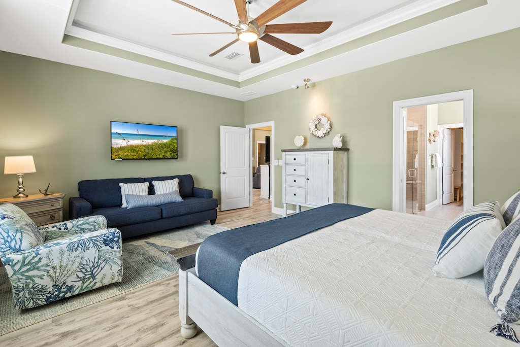 Primary suite with flat-screen TV