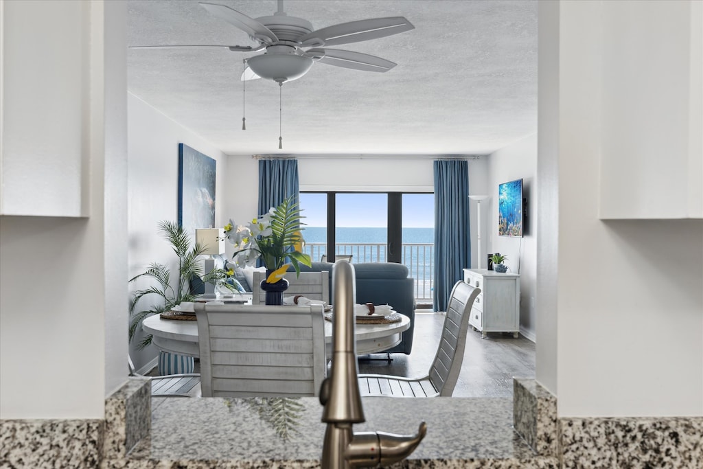 Kitchen sink overlooks the ocean waves