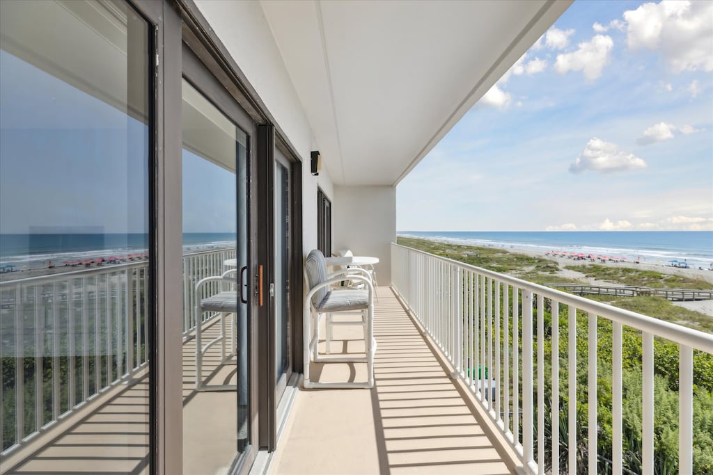 Large balcony overlooking the Atlantic ocean