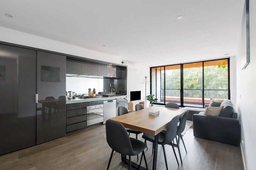 A very spacious and modern interior.