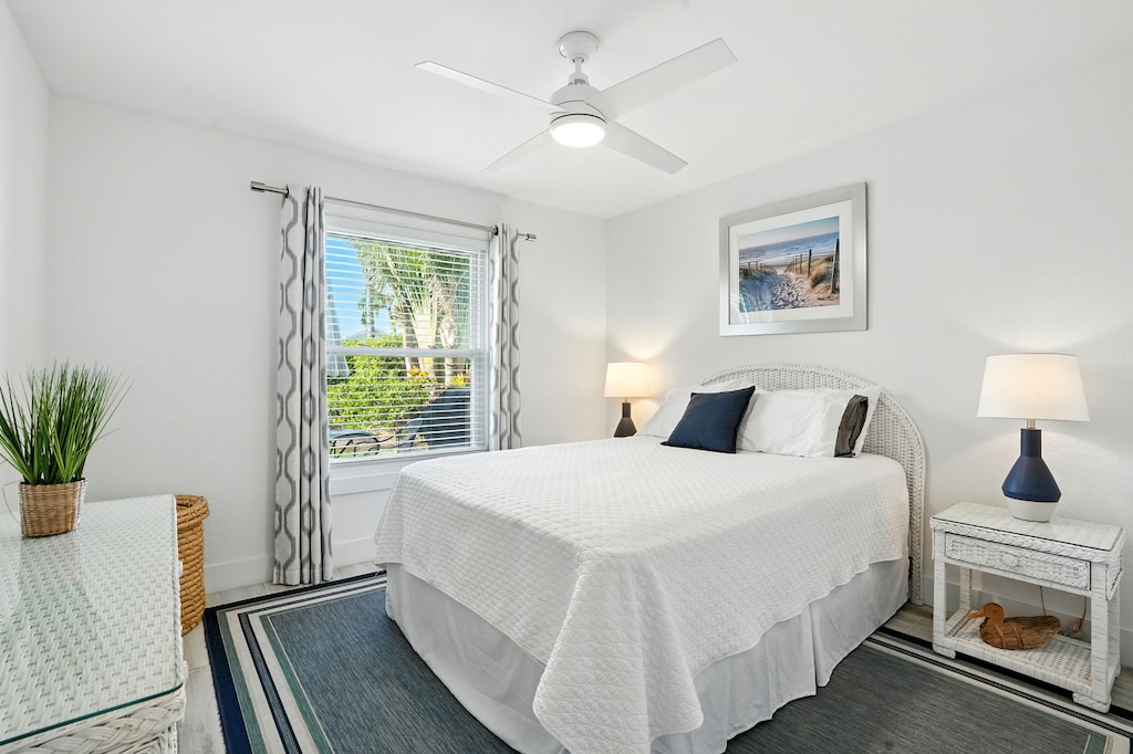 Bedroom 2 has a queen-size bed.