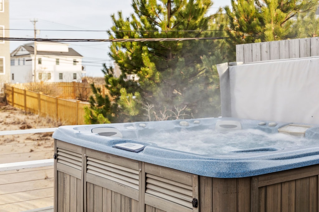 This hot tub is on the main deck right outside the main level of the home. It seats 7 comfortably. It is not unavailable due to maintenance from January 1 to March 31, 2026.