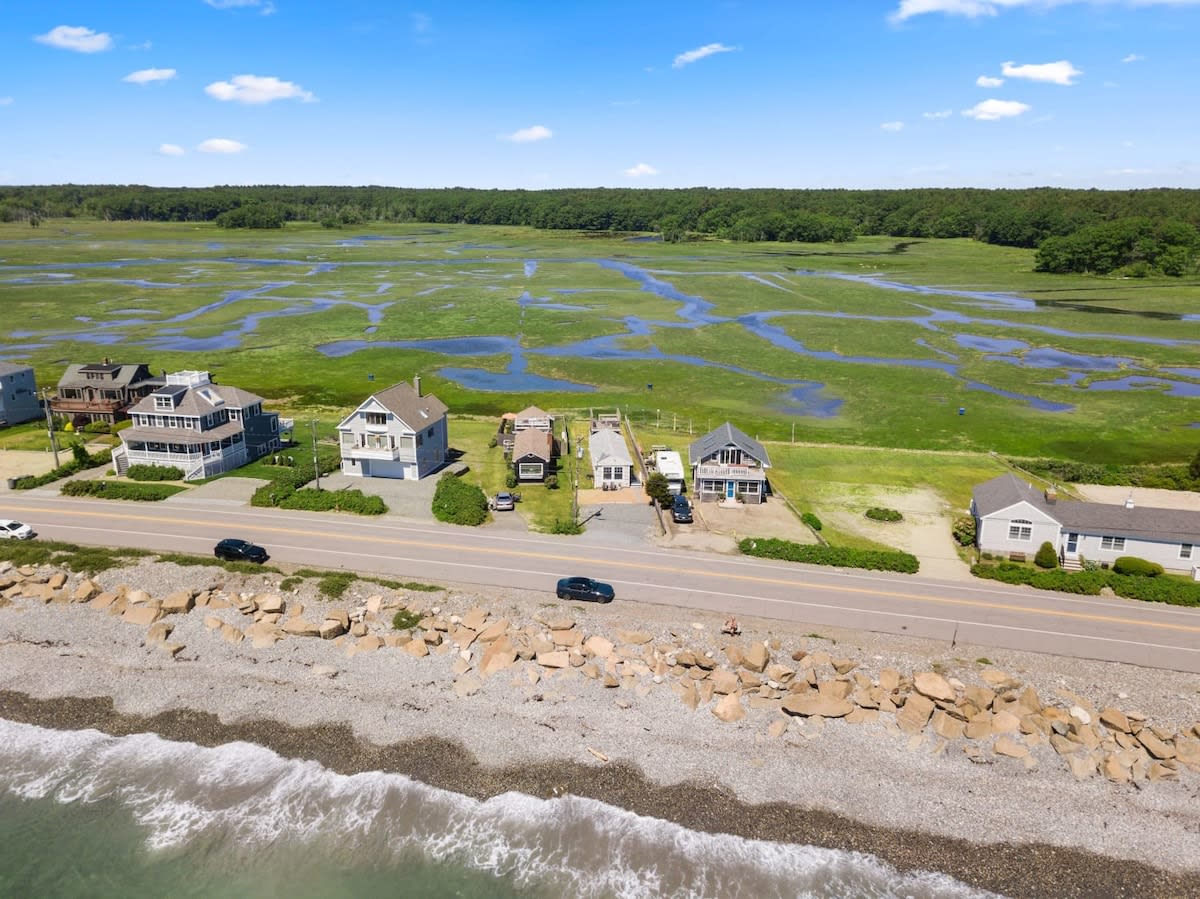 Aerial view, across the street from the ocean, large private lawn area and roof deck to relax, sunbath and grill Aerial view, across the street from the ocean, large private lawn area and roof deck to relax, sunbath and grill