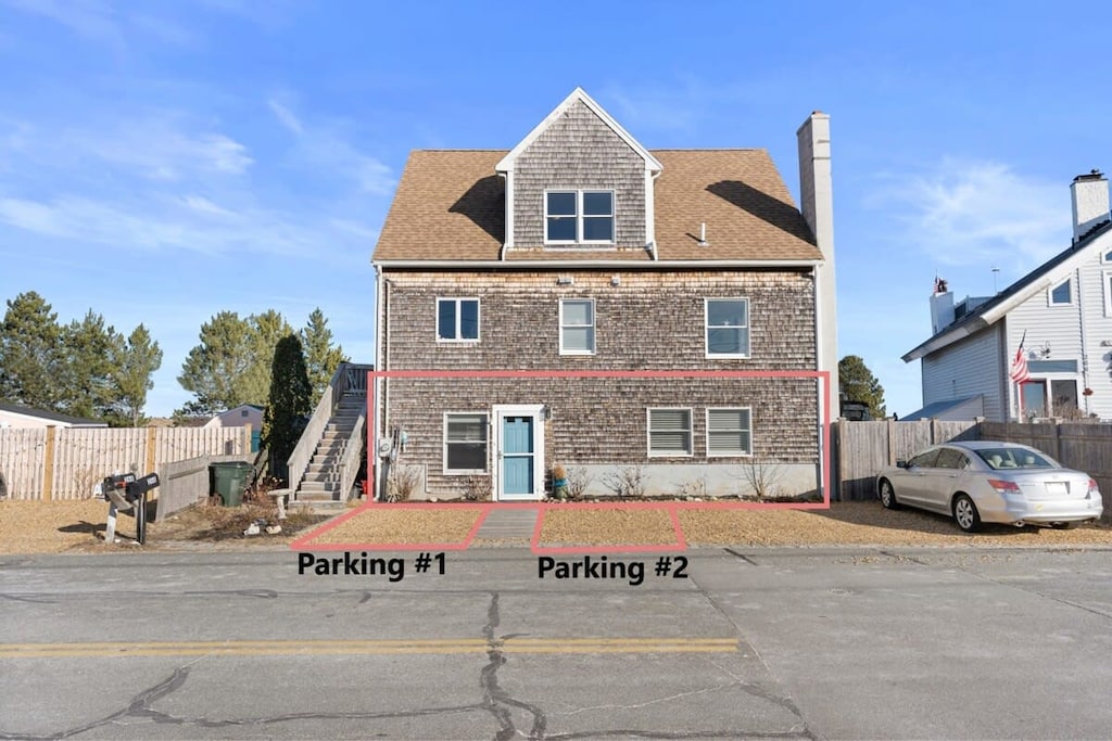 Front view of rental, with 2 off-street parking spots