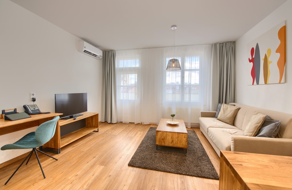 Spacious living room with natural light
