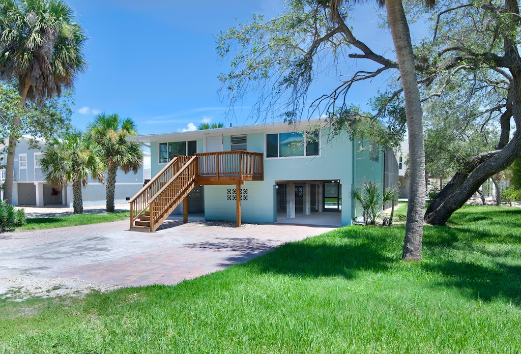 Welcoming coastal home with a charming front entrance.