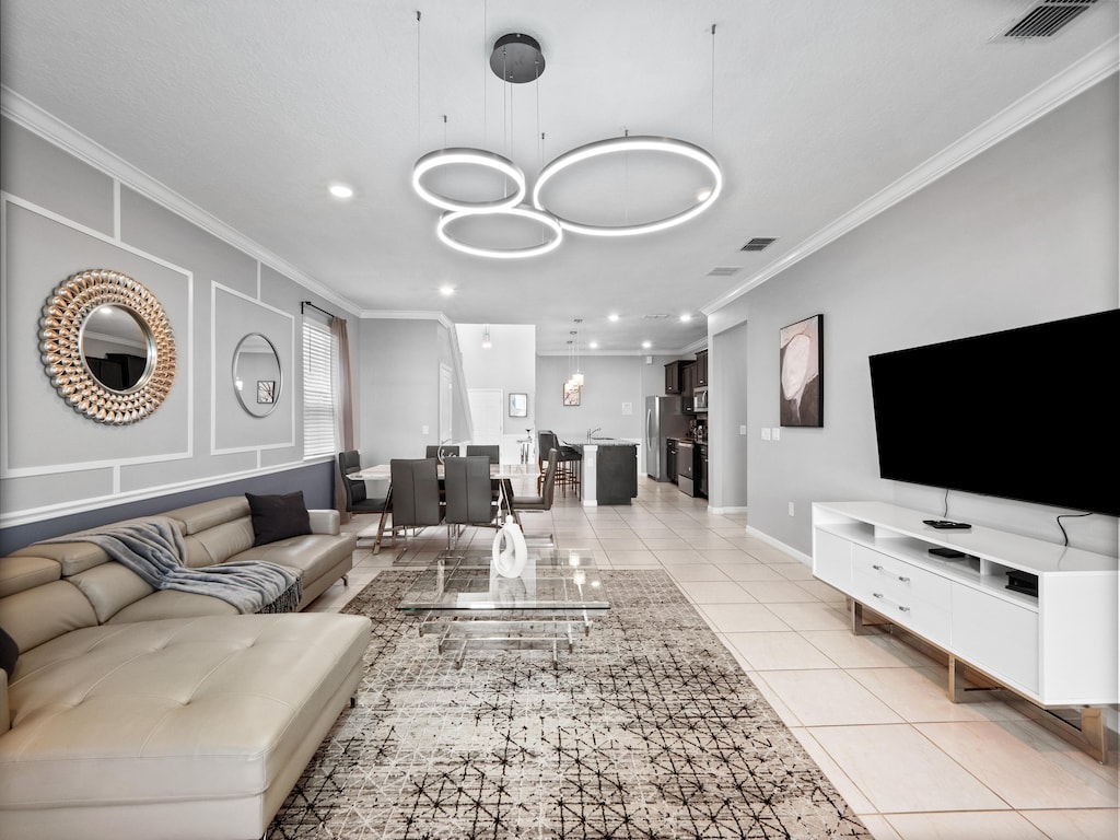 Spacious Downstairs Area with Gorgeous Dining Table and Comfortable Lounge