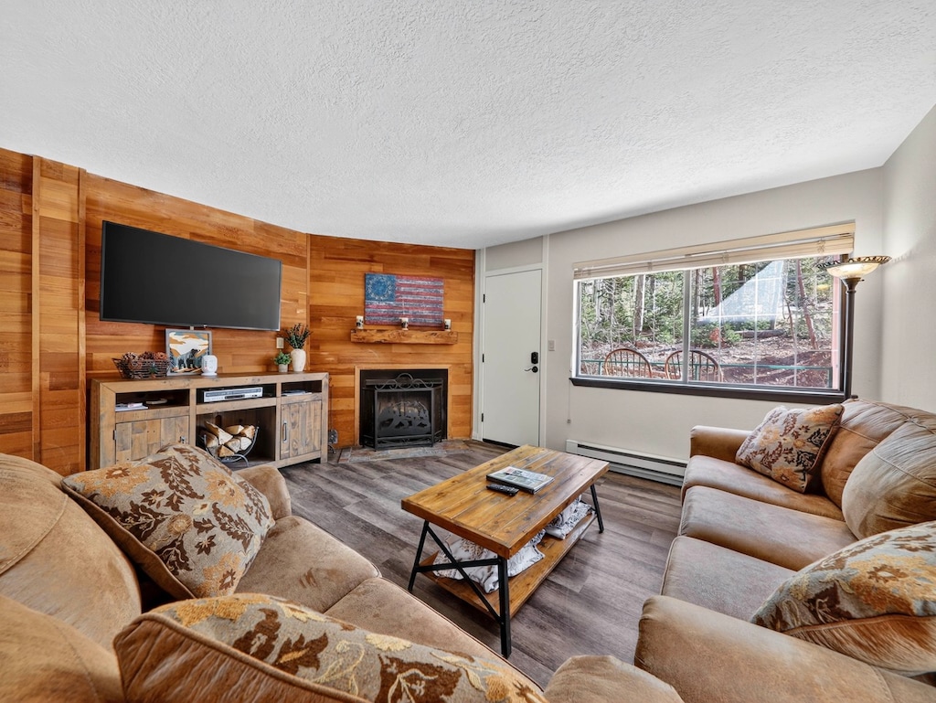 living room with fireplace