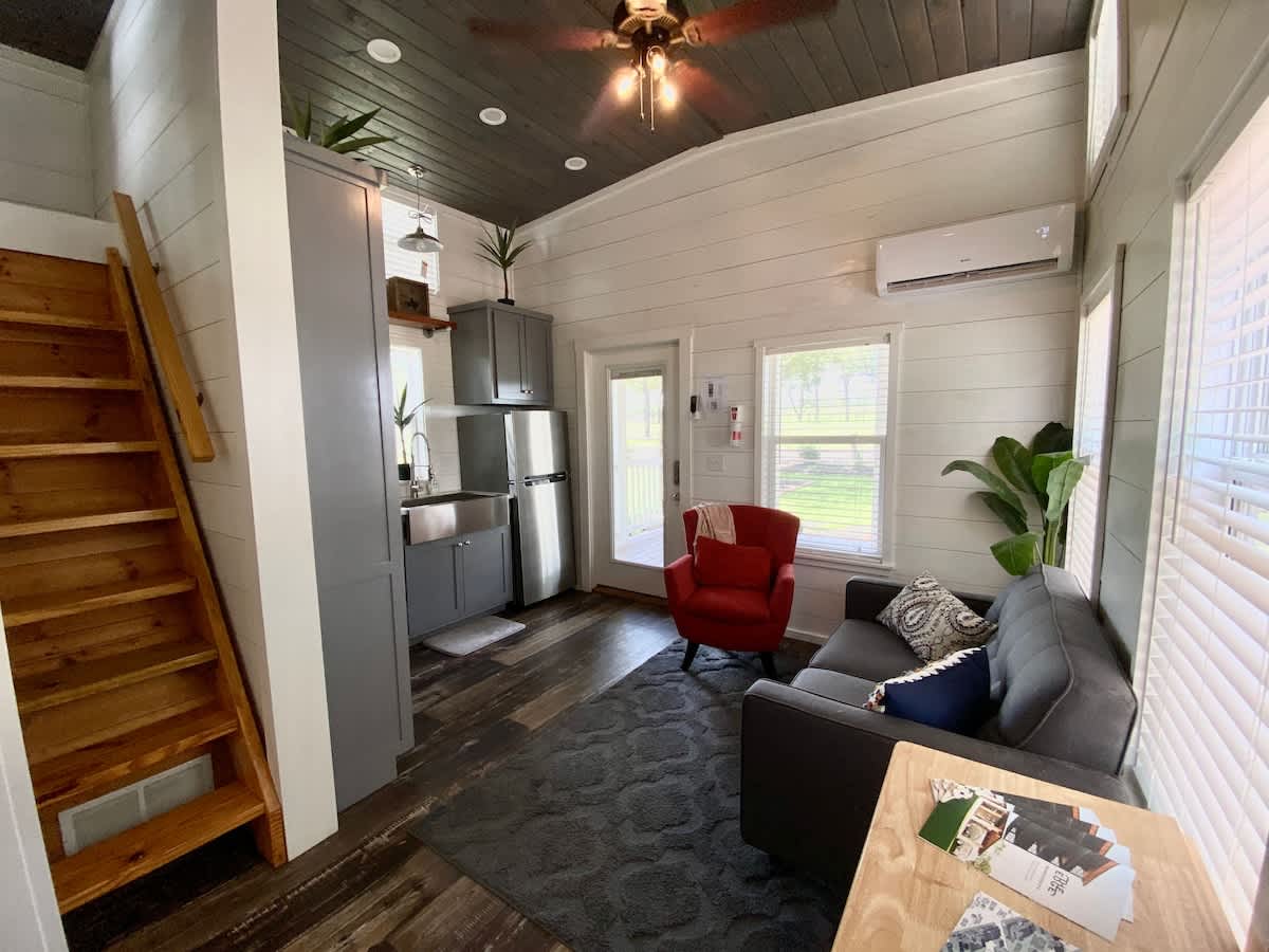 Spacious living room and kitchen area