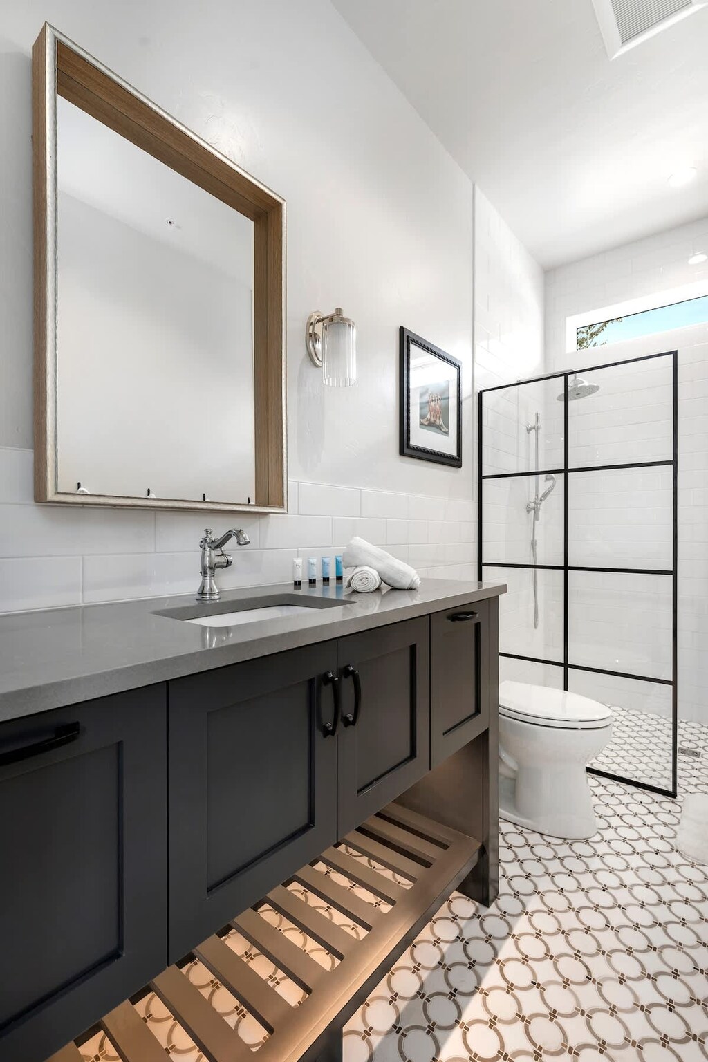 Stable One full bathroom.