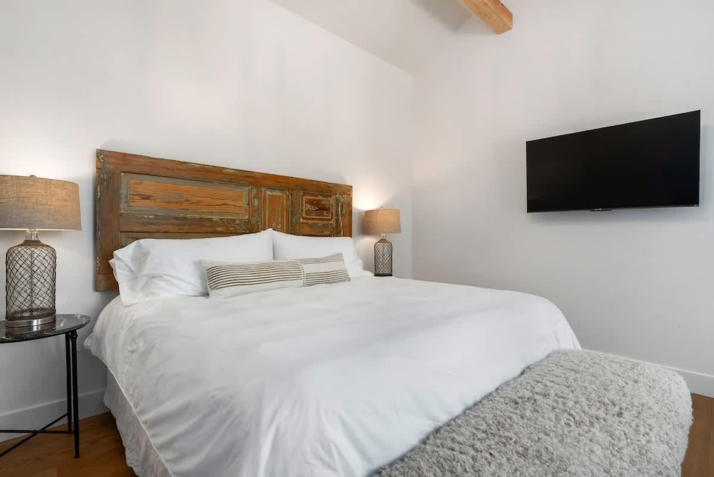 King bed to rest after a long day.