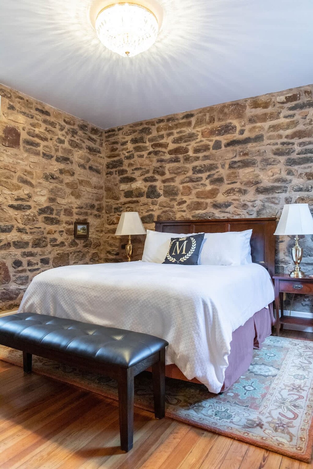 Stay in the rock room and discover the historic charm of old-world craftsmanship.
