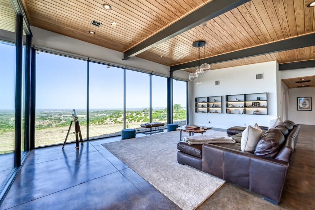 Spectacular views for days in the stunning living room.