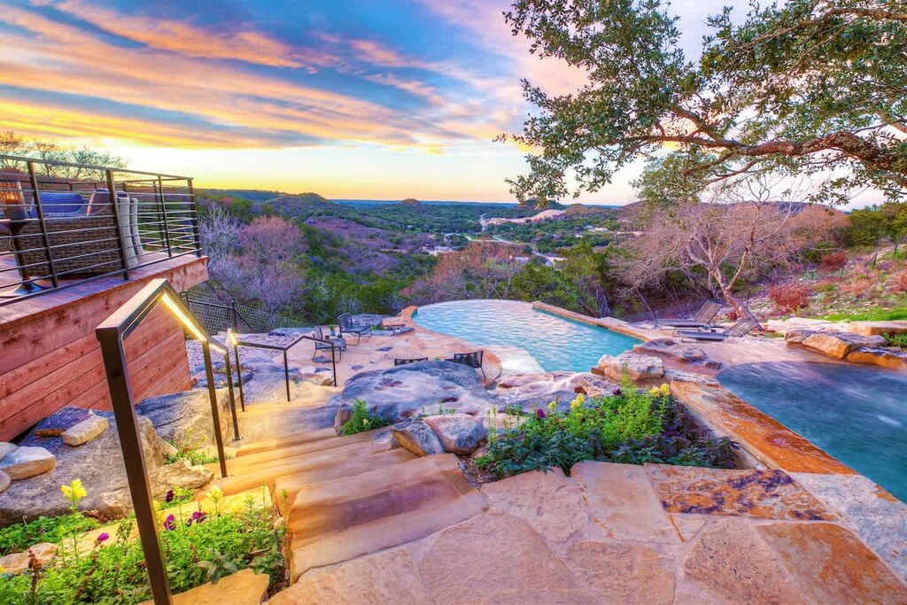 Relax and enjoy the view from our outdoor hot tub and the gorgeous pool!
