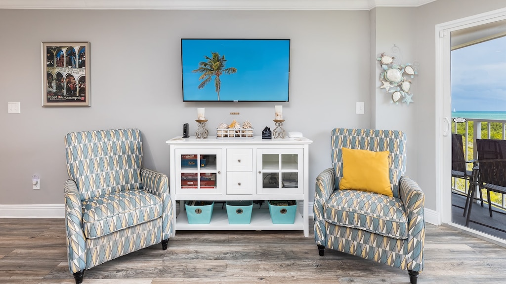 Living Room with smart TV's