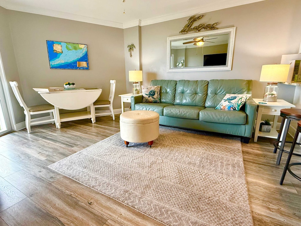 Leather sofa with folding dining room table for 4