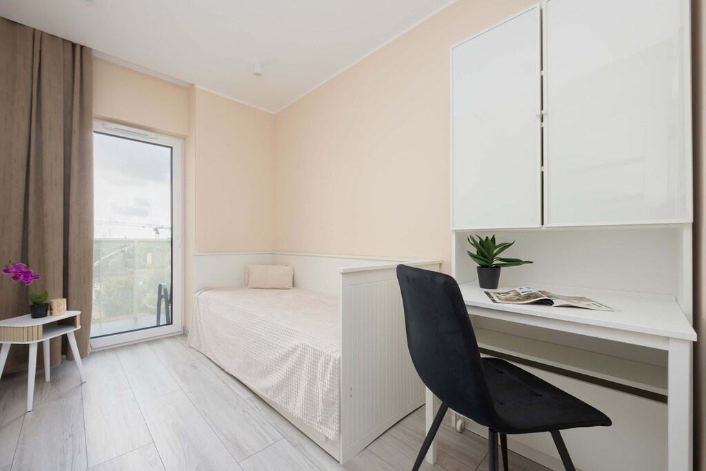 Desk with chair for remote work. 