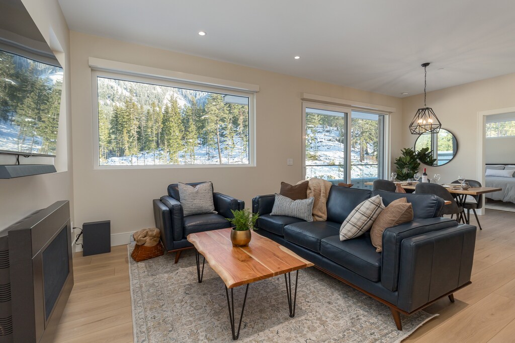 Living Area - with cozy gas fireplace and stunning mountain views