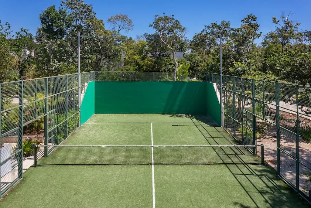 Shared paddle tennis court.