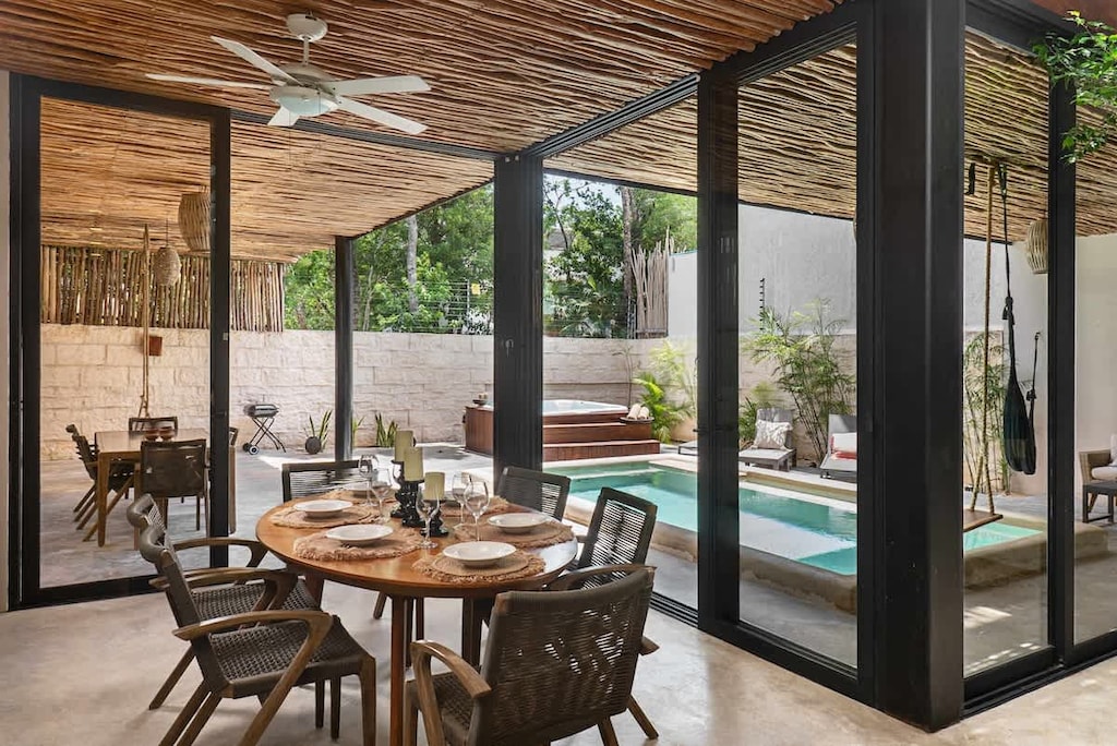 Ground floor dining room, with views of the exterior
