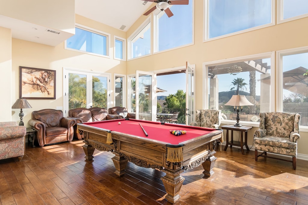 Living room with ample seating for fun gatherings.