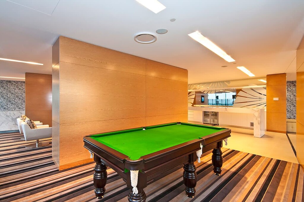 Communal pool table in residents' lounge.