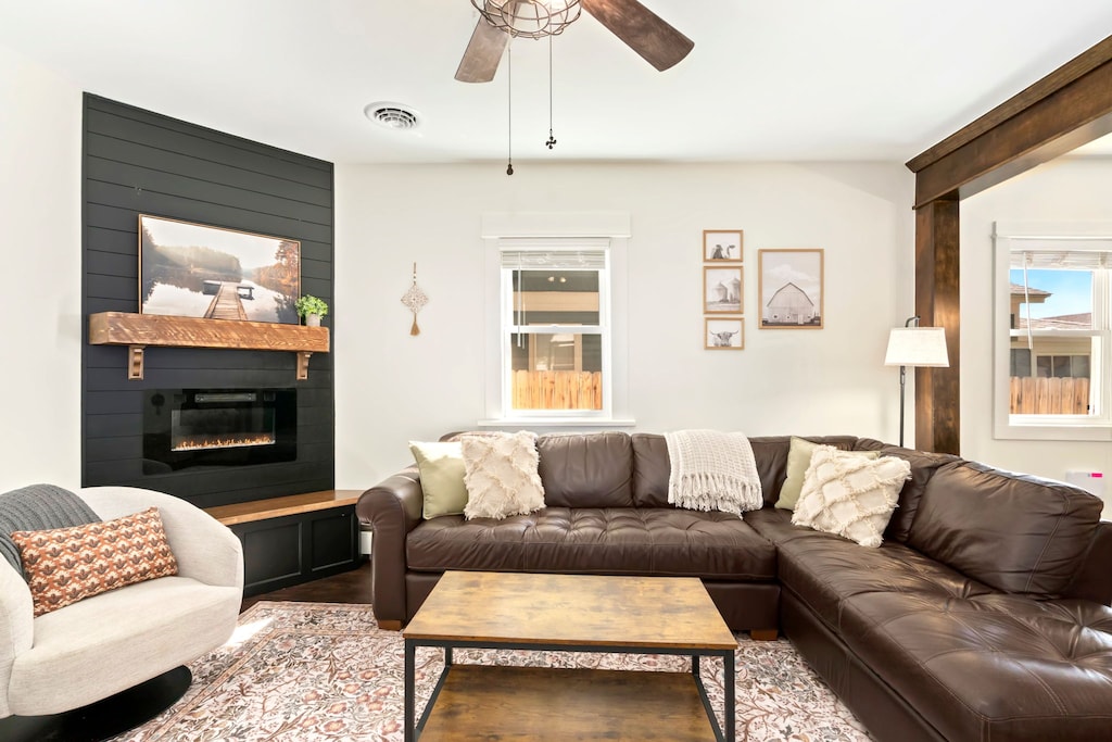 Living Room | Smart TV and Indoor Fireplace